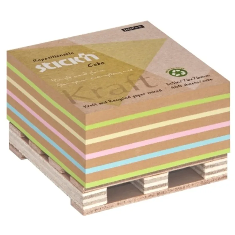 Stick`N KraftCube 76x76 mm 400 lap színes öntapadó újrahasznosított jegyzettömb Stick`N KraftCube 76x76 mm 400 lap színes öntapadó újrahasznosított jegyzettömb