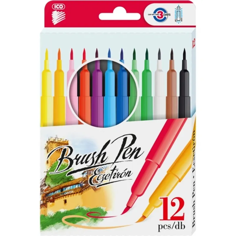 ICO Brush Pen D12 12 különféle színű ecsetirón ICO Brush Pen D12 12 különféle színű ecsetirón