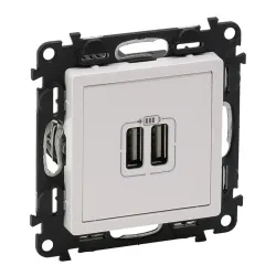 Legrand Valena Life kettős USB töltőaljzat beépített tápegységgel - 5V - 1500 mA fehér (753112)