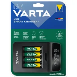 Varta LCD Smart Charger AA/AAA NiMH akkumulátor töltő fekete (USB port) + 4x AA 2100mAh battery