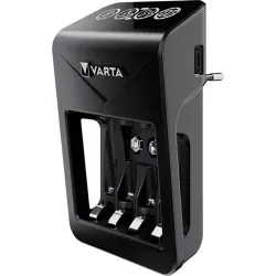 Varta LCD Plug Charger AA/AAA/PP3(9V) NiMH akkumulátor töltő fekete (USB port) + 4x AA 2100mAh battery