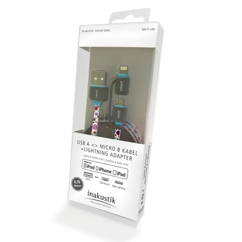 Inakustik White line 4in1 Lightning adapter 0.75m (010421075) Inakustik White line 4in1 Lightning adapter 0.75m (010421075)