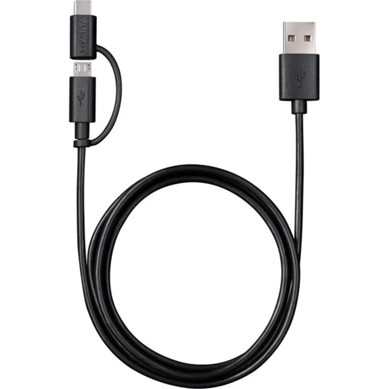 Varta 57948101401 1m 2in1 USB - microUSB/Type C fekete adat- és töltőkábel Varta 57948101401 1m 2in1 USB - microUSB/Type C fekete adat- és töltőkábel