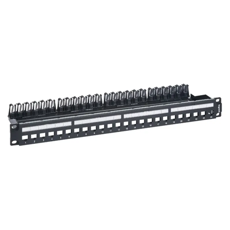 LEGRAND üres keystone patch panel 1U-19" 24xRJ45 port fogadására fém kábeltartóv LEGRAND üres keystone patch panel 1U-19" 24xRJ45 port fogadására fém kábeltartóv