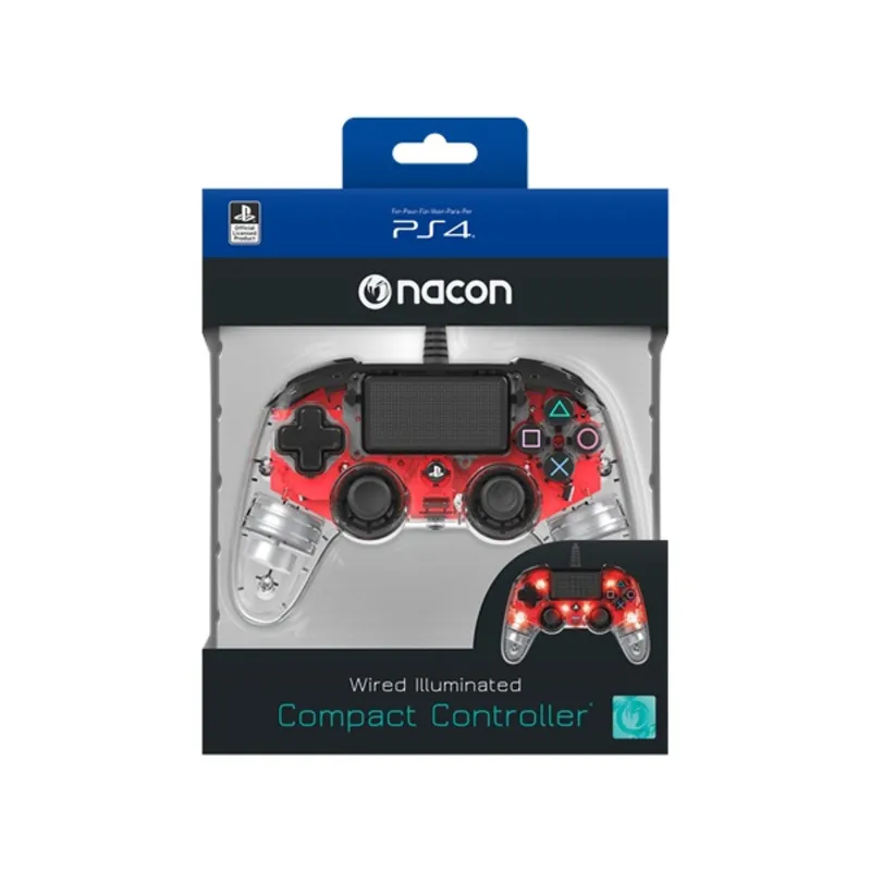 Nacon vezetékes kontroller halványpiros PS4 Nacon vezetékes kontroller halványpiros PS4