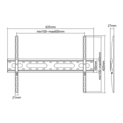 Stell SHO 4220 Slim 37"-70" VESA 600x400 fix fali konzol