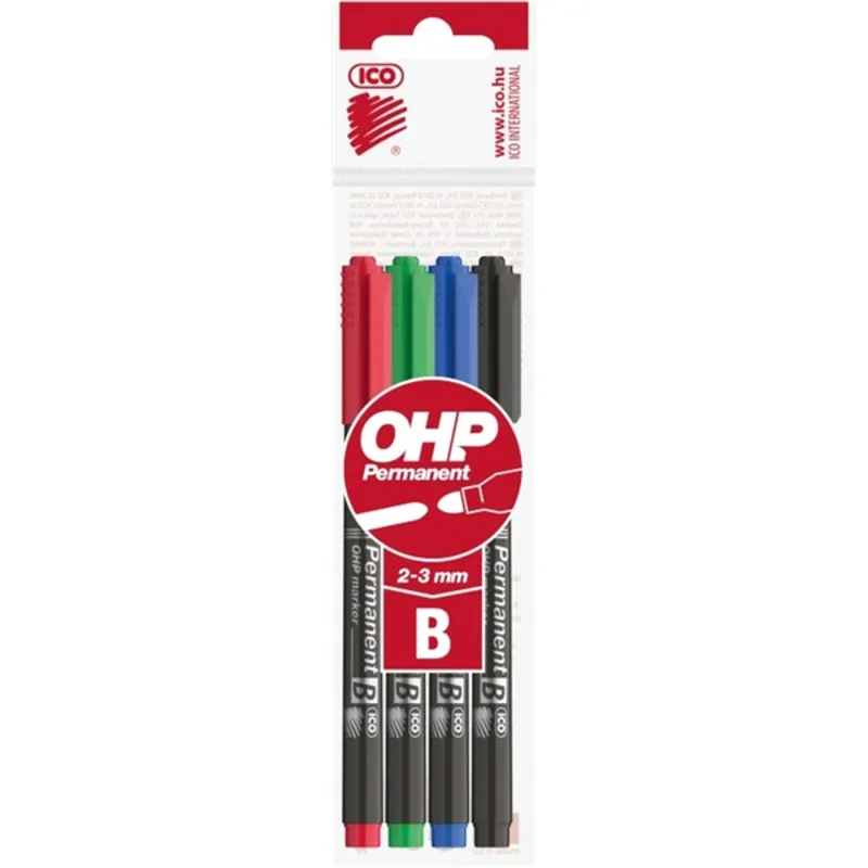 ICO OHP B 4db-os vegyes színű 2-3mm permanent marker ICO OHP B 4db-os vegyes színű 2-3mm permanent marker