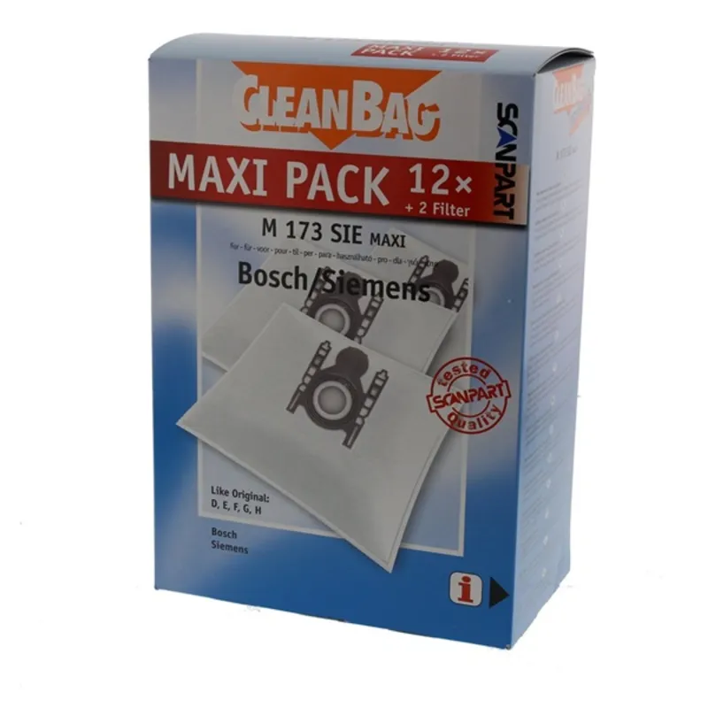 Scanpart 2687438173 BSH D,E,F,G,H 12 db porzsák+2 db szűrő Scanpart 2687438173 BSH D,E,F,G,H 12 db porzsák+2 db szűrő