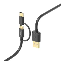 Hama Kábel - 201533 (2in1, Micro USB/USB-C, USB 2.0, 1m, fekete)