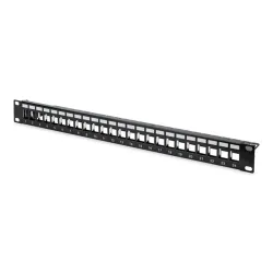 DIGITUS Patch Panel Case 1U for Keystone Module 24-Port 19Inch for RJ45 and LWL module black RAL 9005