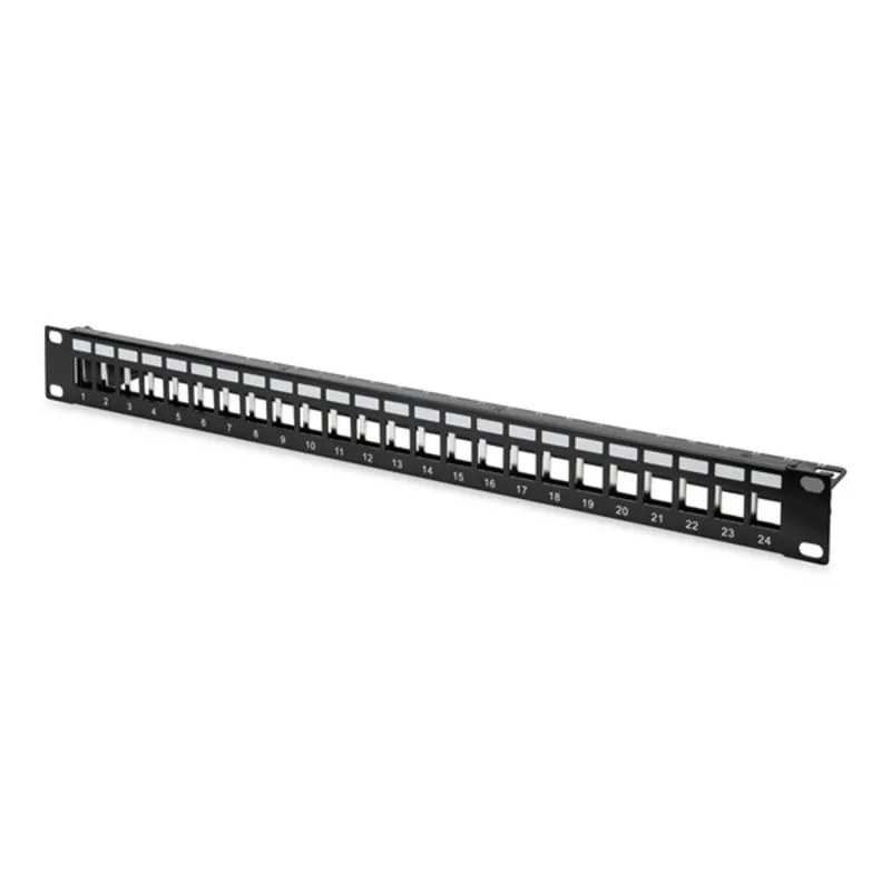 DIGITUS Patch Panel Case 1U for Keystone Module 24-Port 19Inch for RJ45 and LWL module black RAL 9005 DIGITUS Patch Panel Case 1U for Keystone Module 24-Port 19Inch for RJ45 and LWL module black RAL 9005