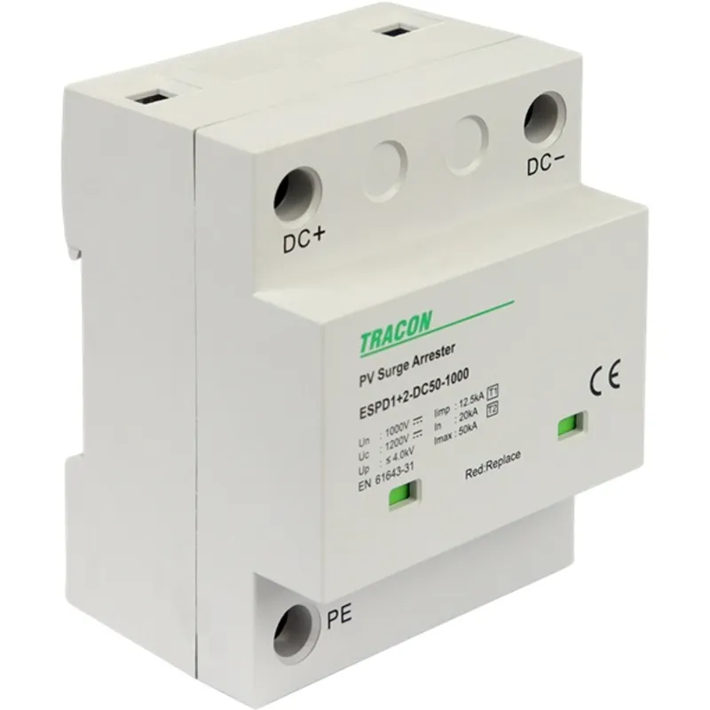 Tracon ESPD1+2-DC50-1000 egybeépített T1+T2 DC típusú túlfeszültséglevezető Tracon ESPD1+2-DC50-1000 egybeépített T1+T2 DC típusú túlfeszültséglevezető