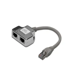 DIGITUS T-Adaptor RJ45 CAT5e 19cm 1xRJ45 M to 2xRJ45 F shielded