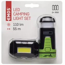 Emos COB LED fejlámpa készlet + mini kempinglámpa (P4007)
