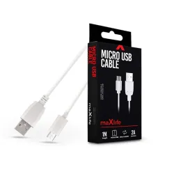 Maxlife TF-0177 USB-A - microUSB adat- és töltőkábel 1m fehér