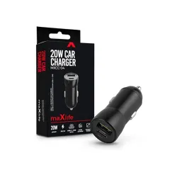 Maxlife MXCC04 USB-A - USB-C autós töltő adapter 20W fekete (TF-0166)