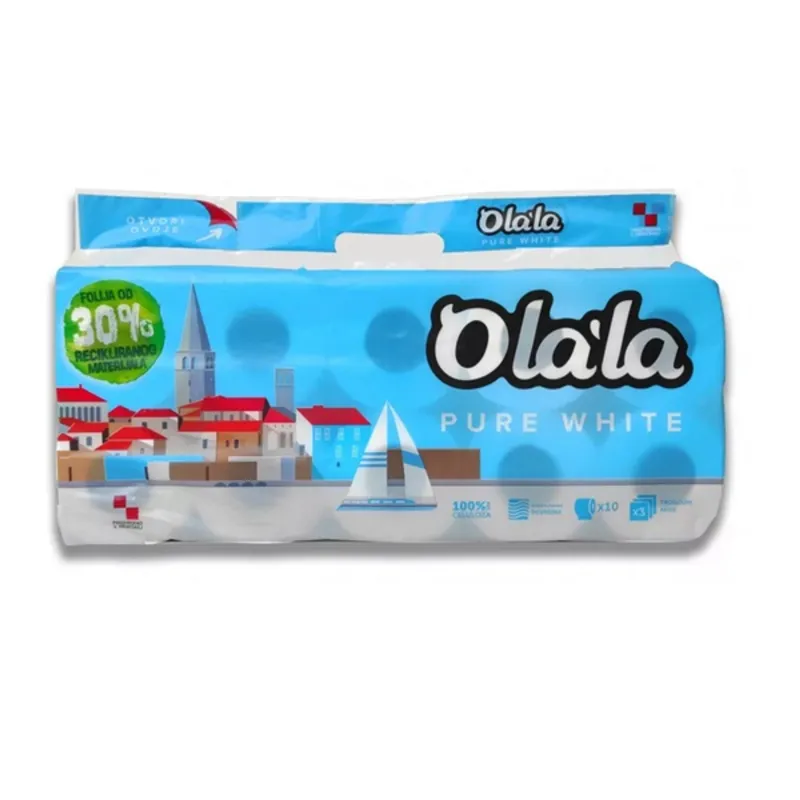 Olala Pure 10 tekercses 3 rétegű toalettpapír Olala Pure 10 tekercses 3 rétegű toalettpapír