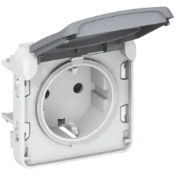 Legrand 069571 Plexo 55 csapófedéllel csavaros szürke 2P+F aljzat