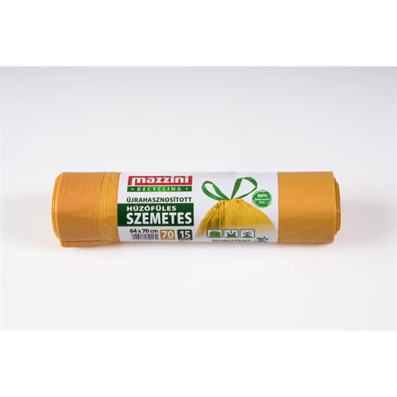 MAZZINI 104155 újrahasznosított húzófüles 15db/roll 70L szemeteszsák MAZZINI 104155 újrahasznosított húzófüles 15db/roll 70L szemeteszsák