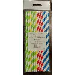 Vegyes színű, csíkos 15024 6mmx200mm 25db/csomag papír szívószál