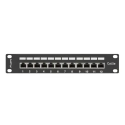 Lanberg Patch panel CAT5e 12 PORT árnyékolt 1U 10" fekete (PPF5-9012-B)