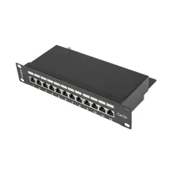 Lanberg Patch panel CAT5e 12 PORT árnyékolt 1U 10" fekete (PPF5-9012-B)