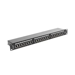 Lanberg Patch panel CAT6 UTP 24 PORT 1U 19" árnyékolt fekete (PPS6-1024-B)