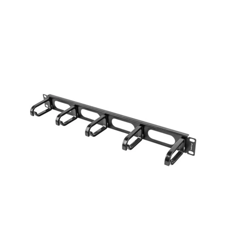 Lanberg 19" 1U gyűrűs panel kábel átvezető nyílással, 5 gyűrű, fekete Lanberg 19" 1U gyűrűs panel kábel átvezető nyílással, 5 gyűrű, fekete