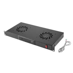 Lanberg 19" fan unit / ventilation panel with lcd 2 fans + thermostat 230V Black
