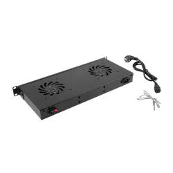 Lanberg 19" fan unit / ventilation panel with lcd 2 fans + thermostat 230V Black