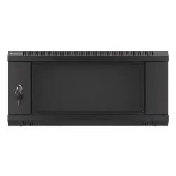Lanberg 19" fali rack szekrény 4U/600X450 üvegajtó, lapraszerelt, fekete V2