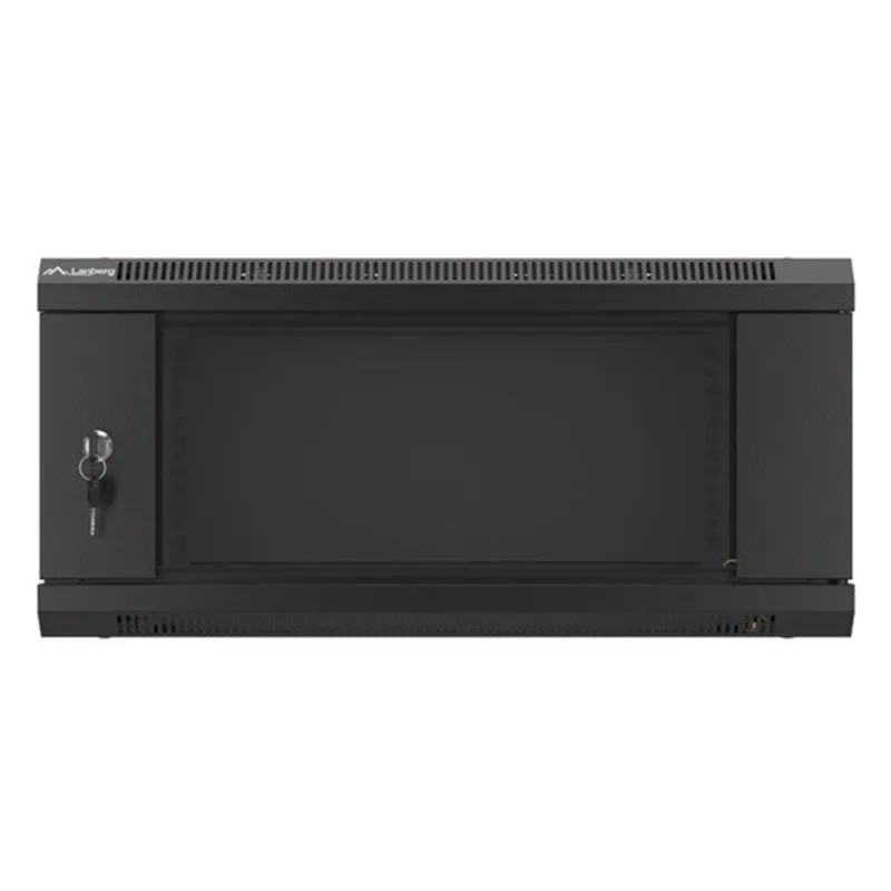 Lanberg 19" fali rack szekrény 4U/600X450 üvegajtó, lapraszerelt, fekete V2 Lanberg 19" fali rack szekrény 4U/600X450 üvegajtó, lapraszerelt, fekete V2