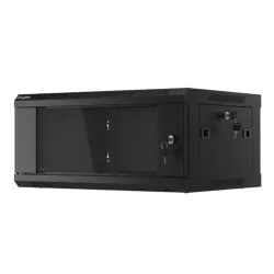 Lanberg 19" fali rack szekrény 4U/600X450 üvegajtó, lapraszerelt, fekete V2