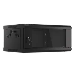 Lanberg 19" fali rack szekrény 4U/600X450 üvegajtó, lapraszerelt, fekete V2