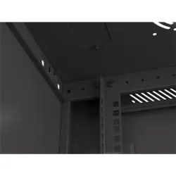 Lanberg 19" fali rack szekrény 4U/600X450 üvegajtó, lapraszerelt, fekete V2