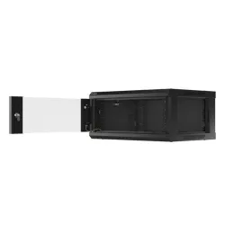 Lanberg 19" fali rack szekrény 4U/600X450 üvegajtó, lapraszerelt, fekete V2