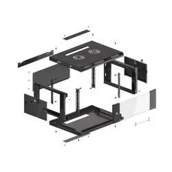 Lanberg 19" fali rack szekrény 4U/600X450 üvegajtó, lapraszerelt, fekete V2