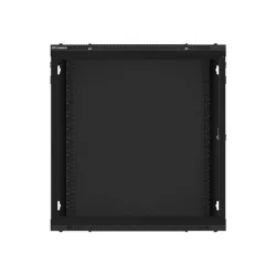Lanberg WF01-6612-10B 19" 12U SZÉL:600 MÉLY:600 MAG:640 lapraszerelt üvegajtós fekete fali rack szekrény