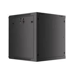 Lanberg WF01-6612-10B 19" 12U SZÉL:600 MÉLY:600 MAG:640 lapraszerelt üvegajtós fekete fali rack szekrény