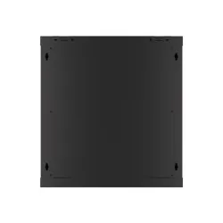 Lanberg WF01-6612-10B 19" 12U SZÉL:600 MÉLY:600 MAG:640 lapraszerelt üvegajtós fekete fali rack szekrény
