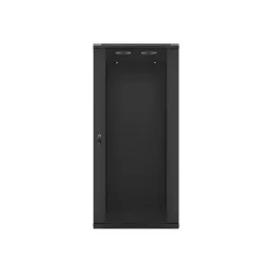 Lanberg WF01-6627-10B 19" 27U SZÉL:600 MÉLY:600 MAG:1307 lapraszerelt üvegajtós fekete fali rack szekrény