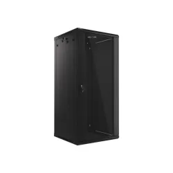 Lanberg WF01-6627-10B 19" 27U SZÉL:600 MÉLY:600 MAG:1307 lapraszerelt üvegajtós fekete fali rack szekrény