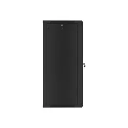 Lanberg WF01-6627-10B 19" 27U SZÉL:600 MÉLY:600 MAG:1307 lapraszerelt üvegajtós fekete fali rack szekrény