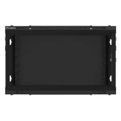 Lanberg WF01-6606-10B 19" 6U SZÉL:600 MÉLY:600 MAG:379 lapraszerelt üvegajtós fekete fali rack szekrény