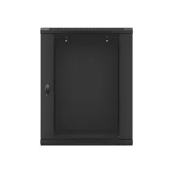 Lanberg 19" fali rack szekrény 15U/600X600 üvegajtó, lapraszerelt, fekete V2