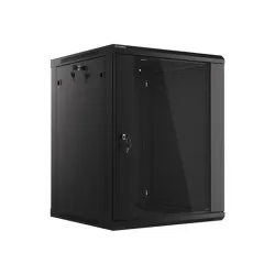 Lanberg 19" fali rack szekrény 15U/600X600 üvegajtó, lapraszerelt, fekete V2