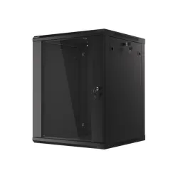Lanberg 19" fali rack szekrény 15U/600X600 üvegajtó, lapraszerelt, fekete V2