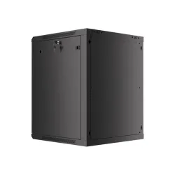 Lanberg 19" fali rack szekrény 15U/600X600 üvegajtó, lapraszerelt, fekete V2