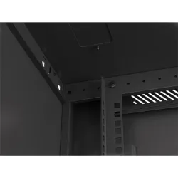 Lanberg 19" fali rack szekrény 15U/600X600 üvegajtó, lapraszerelt, fekete V2