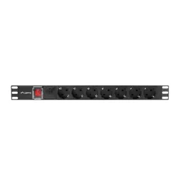 Lanberg PDU 19" 1U 10A 7 dugalj 2m rack elosztó fekete (PDU-07F-0200-IEC-BK)
